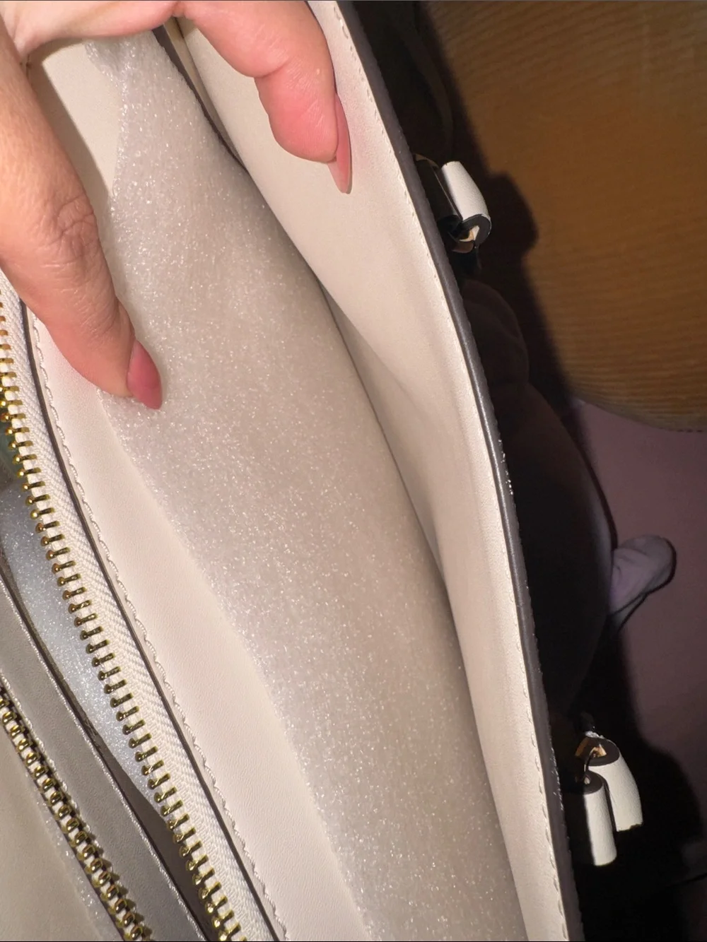 Michael Kors Beige & Cream Signature Satchel with Gold-Tone Logo